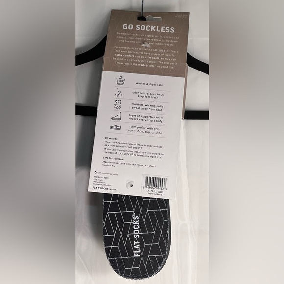 NWT-Flat Socks Unisex Sockless Liner Shoe Insert, Black, Soft, Cushy, No Stink - Picture 5 of 7